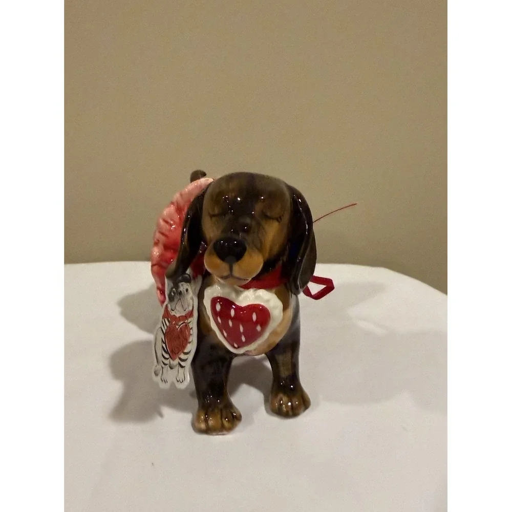 Blue Sky Clayworks Valentines Day Dachshund with Tutu LOVE Doxie Dogs 5